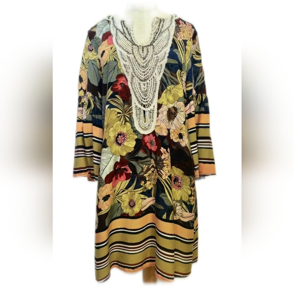 Coco + Carmen NWT v-neck deep floral swim cover up/ mini dress, L/XL